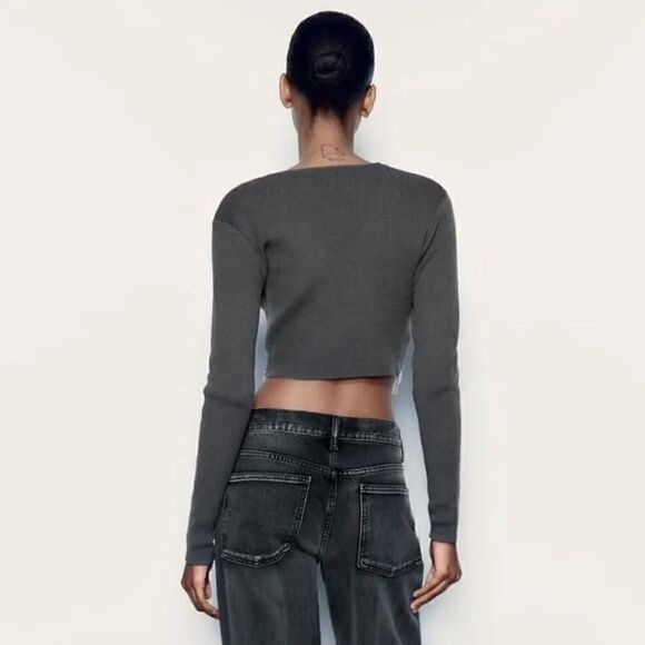 ZARA RHINESTONE SOFT CROP TOP - Picture 7 of 12